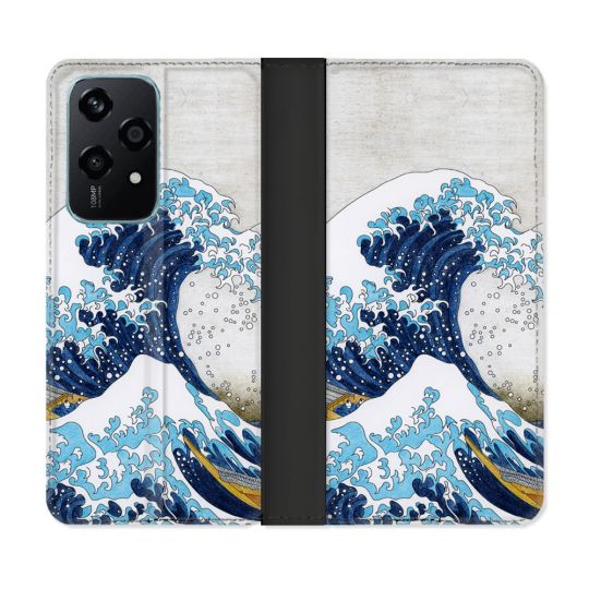 Housse cuir portefeuille Pour Honor 200 Lite 5G Peinture La Grande Vague