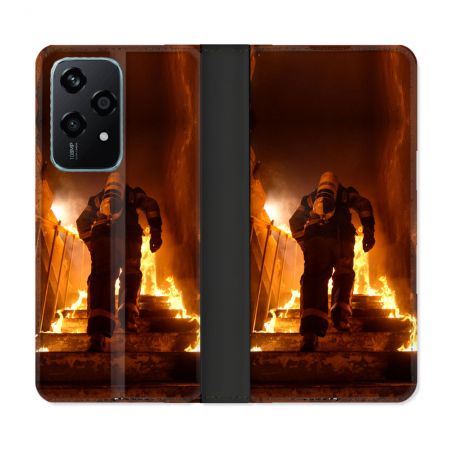 Housse cuir portefeuille Pour Honor 200 Lite 5G Pompier Escalier