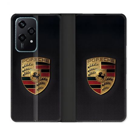Housse cuir portefeuille Pour Honor 200 Lite 5G Porsche Carbone