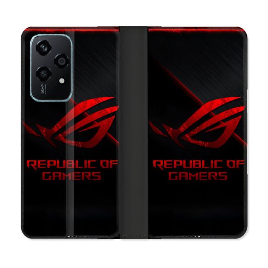 Housse cuir portefeuille Pour Honor 200 Lite 5G ROG Rouge