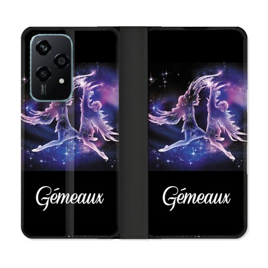 Housse cuir portefeuille Pour Honor 200 Lite 5G Signe Zodiaque 2 Gémeaux