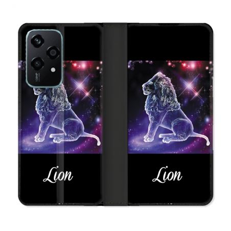 Housse cuir portefeuille Pour Honor 200 Lite 5G Signe Zodiaque 2 Lion