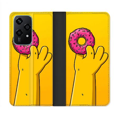 Housse cuir portefeuille Pour Honor 200 Lite 5G Simpson Donuts