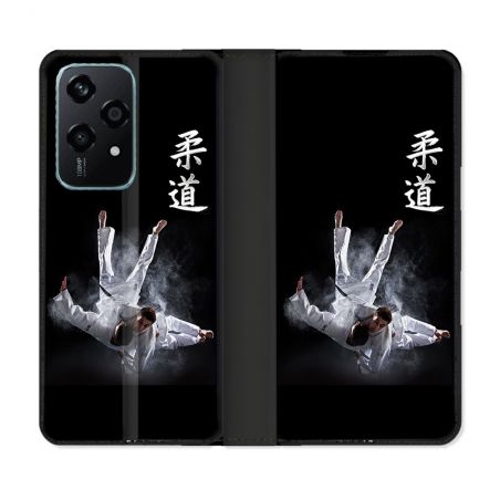 Housse cuir portefeuille Pour Honor 200 Lite 5G Sport Judo Noir