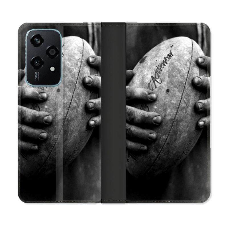 Housse cuir portefeuille Pour Honor 200 Lite 5G Sport Rugby Ballon Vintage