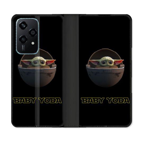 Housse cuir portefeuille Pour Honor 200 Lite 5G Star Wars - Yoda bebe noir
