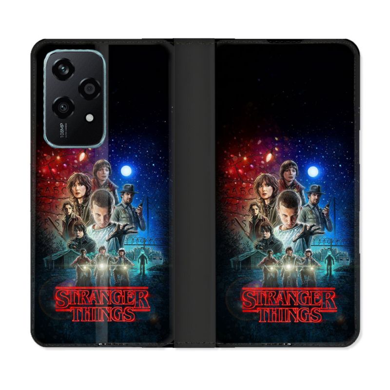 Housse cuir portefeuille Pour Honor 200 Lite 5G Stranger Things Affiche 1