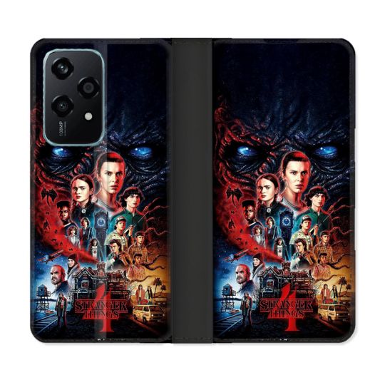 Housse cuir portefeuille Pour Honor 200 Lite 5G Stranger Things Affiche 4