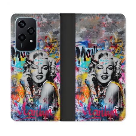 Housse cuir portefeuille Pour Honor 200 Lite 5G Street Art Maryline Monroe