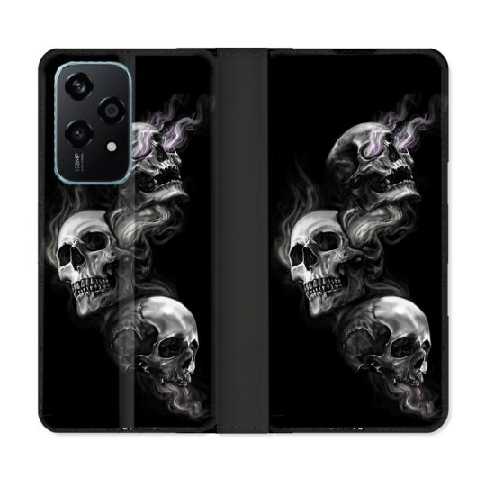 Housse cuir portefeuille Pour Honor 200 Lite 5G Tete de Mort Triple