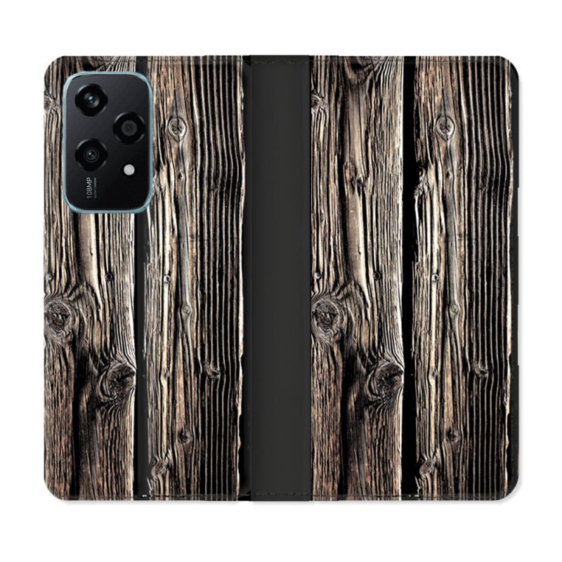 Housse cuir portefeuille Pour Honor 200 Lite 5G Texture Bois