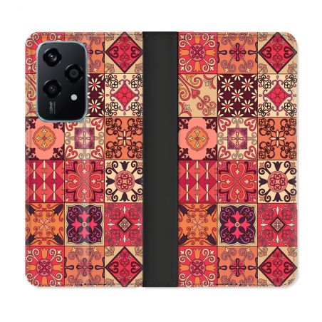 Housse cuir portefeuille Pour Honor 200 Lite 5G Texture Carreau Ciment Rouge