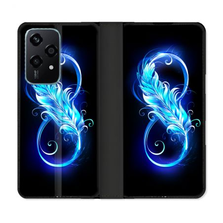 Housse cuir portefeuille Pour Honor 200 Lite 5G Texture Plume Infini Bleu