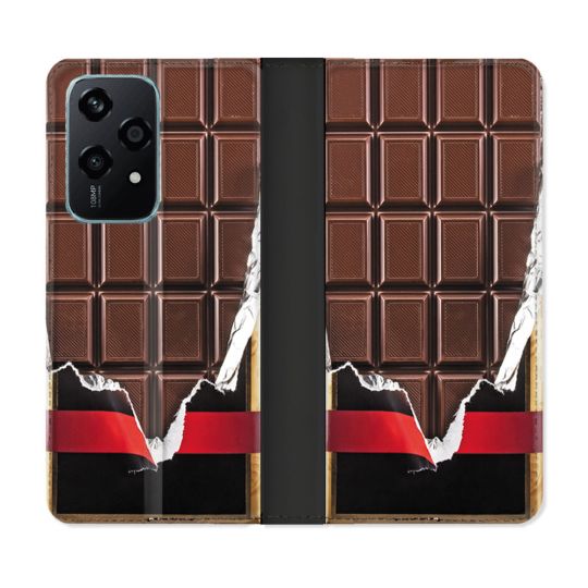 Housse cuir portefeuille Pour Honor 200 Lite 5G Texture Trompe Oeil Chocolat