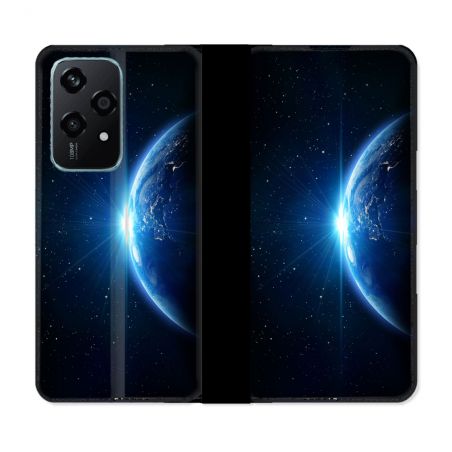 Housse cuir portefeuille Pour Honor 200 Lite 5G Univers Planete Terre