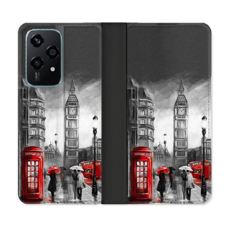 Housse cuir portefeuille Pour Honor 200 Lite 5G Voyage Angleterre Londres Vintage