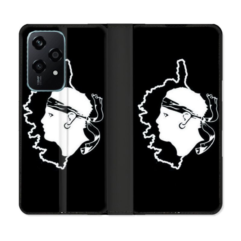 Housse cuir portefeuille Pour Honor 200 Lite 5G Voyage Corse Noir