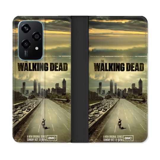 Housse cuir portefeuille Pour Honor 200 Lite 5G Walking Dead