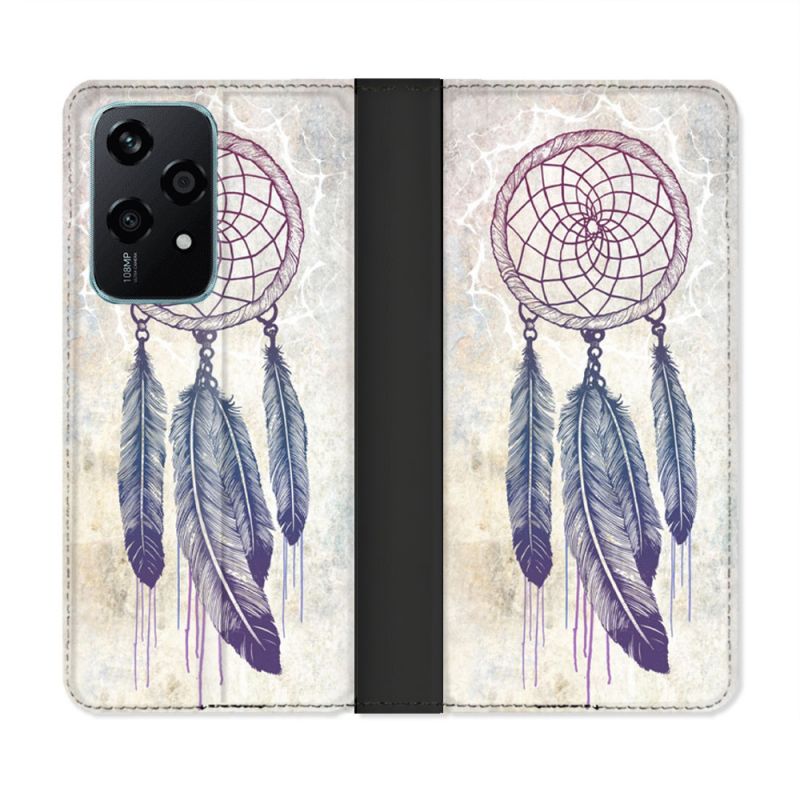 Housse cuir portefeuille Pour Honor 200 Lite 5G Zen Attrape Reve Blanc