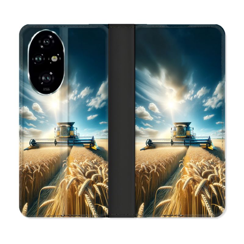 Housse cuir portefeuille Pour Honor 200 Pro 5G Agriculture Moissonneuse Blé