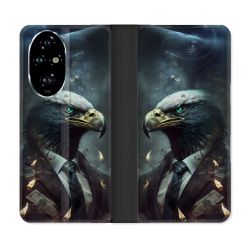 Housse cuir portefeuille Pour Honor 200 Pro 5G Animal Aigle Business