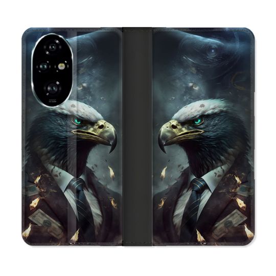 Housse cuir portefeuille Pour Honor 200 Pro 5G Animal Aigle Business