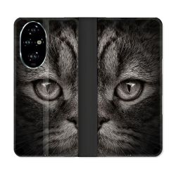 Housse cuir portefeuille Pour Honor 200 Pro 5G Animal Chat Gris