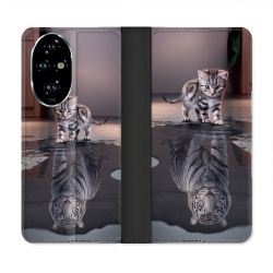 Housse cuir portefeuille Pour Honor 200 Pro 5G Animal Chat Reflet