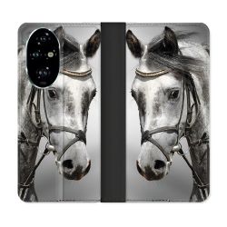 Housse cuir portefeuille Pour Honor 200 Pro 5G Animal Cheval Blanc