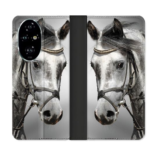 Housse cuir portefeuille Pour Honor 200 Pro 5G Animal Cheval Blanc