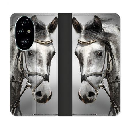 Housse cuir portefeuille Pour Honor 200 Pro 5G Animal Cheval Blanc