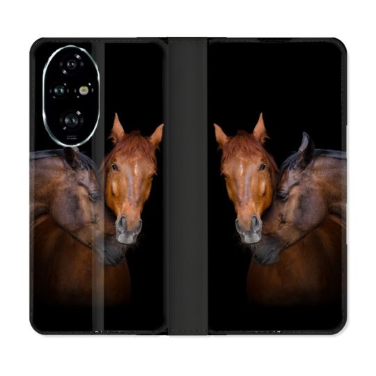 Housse cuir portefeuille Pour Honor 200 Pro 5G Animal Cheval Marron