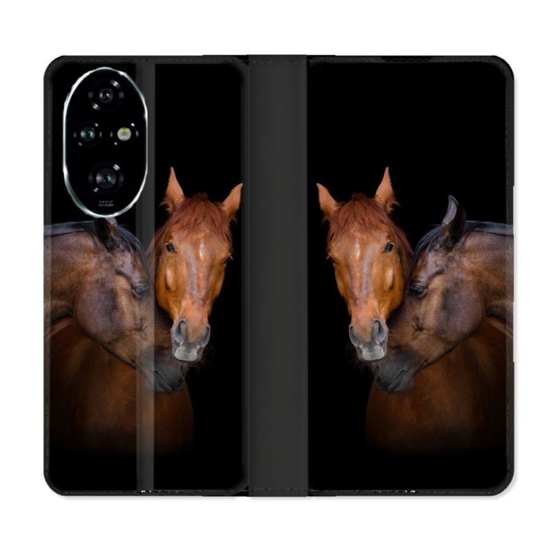 Housse cuir portefeuille Pour Honor 200 Pro 5G Animal Cheval Marron