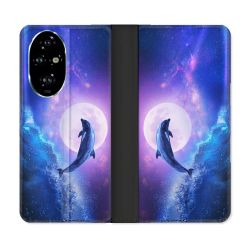 Housse cuir portefeuille Pour Honor 200 Pro 5G Animal Dauphin Vague