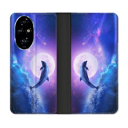 Housse cuir portefeuille Pour Honor 200 Pro 5G Animal Dauphin Vague