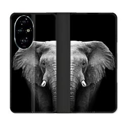 Housse cuir portefeuille Pour Honor 200 Pro 5G Animal Elephant Noir