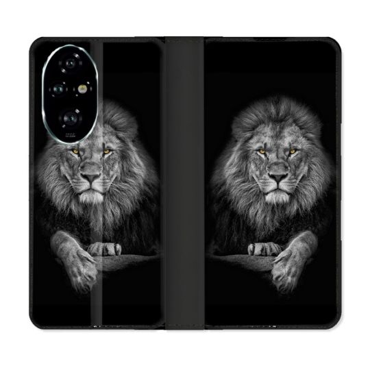 Housse cuir portefeuille Pour Honor 200 Pro 5G Animal Lion Majestueux