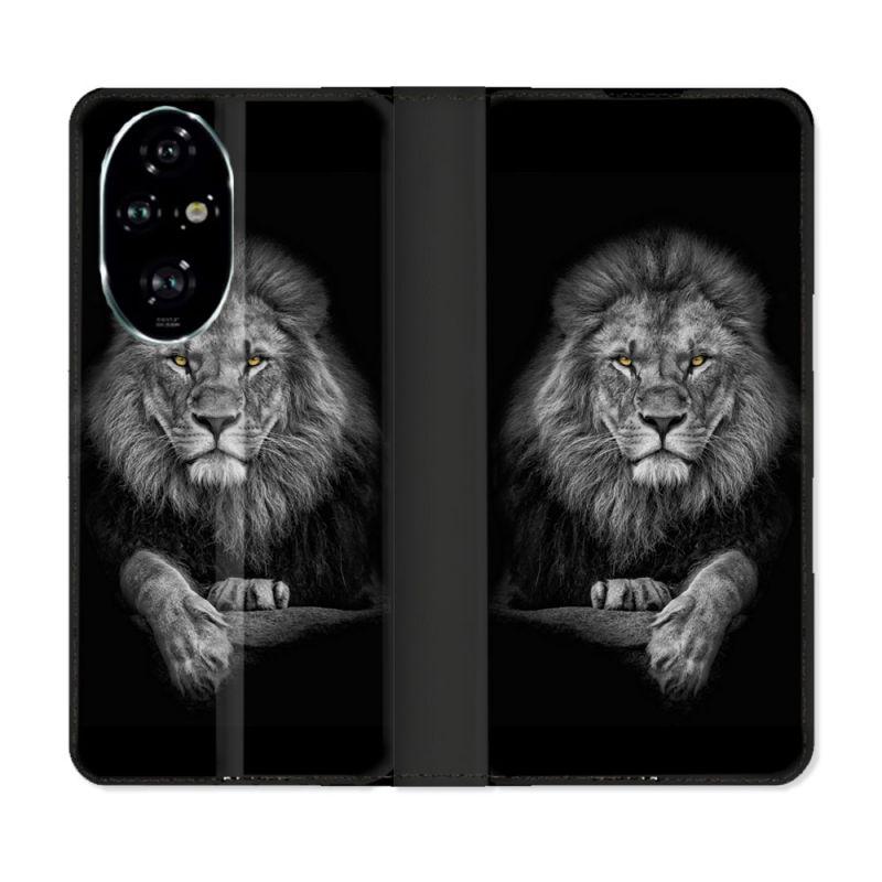 Housse cuir portefeuille Pour Honor 200 Pro 5G Animal Lion Majestueux