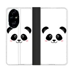 Housse cuir portefeuille Pour Honor 200 Pro 5G Animal Panda Blanc