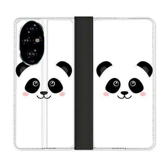 Housse cuir portefeuille Pour Honor 200 Pro 5G Animal Panda Blanc
