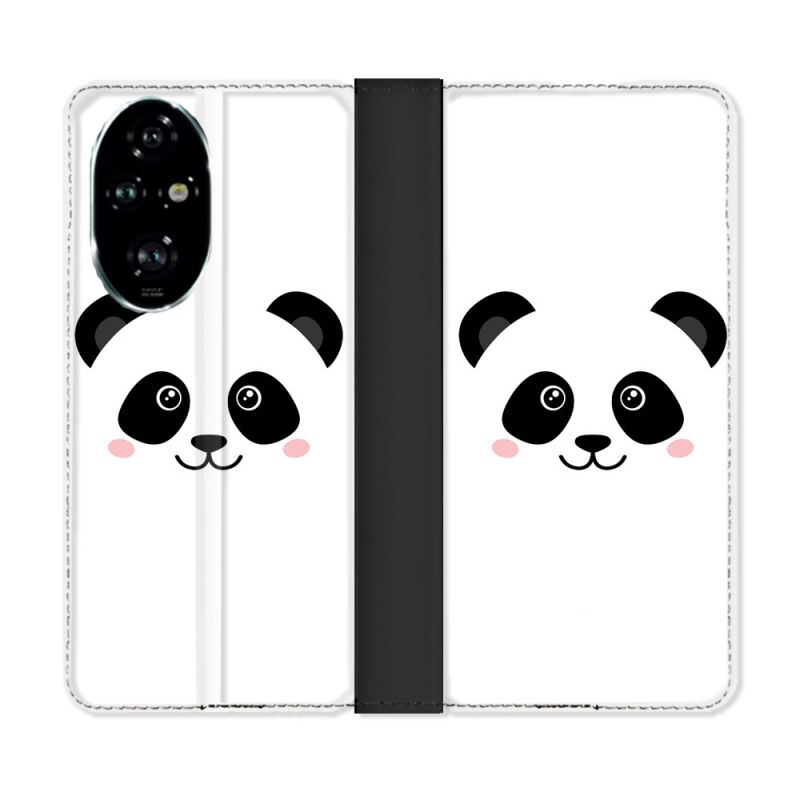 Housse cuir portefeuille Pour Honor 200 Pro 5G Animal Panda Blanc