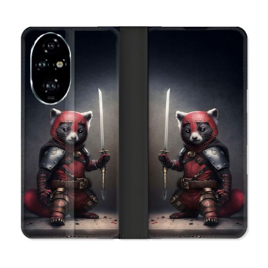 Housse cuir portefeuille Pour Honor 200 Pro 5G Animal Raton Samouraï