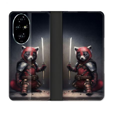 Housse cuir portefeuille Pour Honor 200 Pro 5G Animal Raton Samouraï