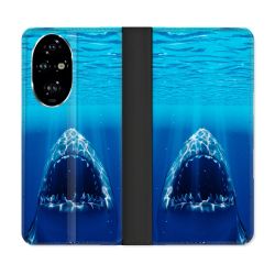 Housse cuir portefeuille Pour Honor 200 Pro 5G Animal Requin Dent