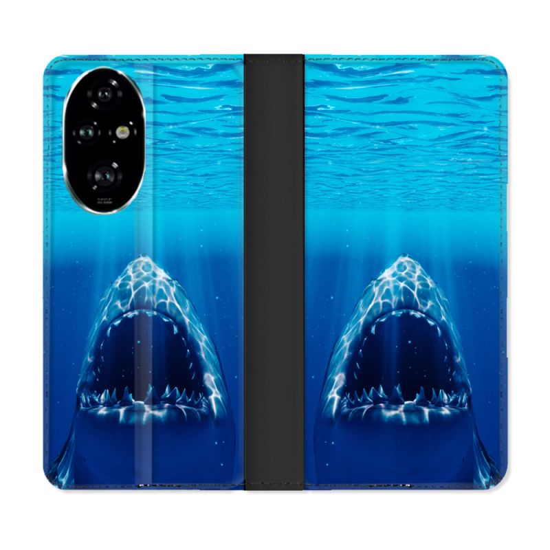 Housse cuir portefeuille Pour Honor 200 Pro 5G Animal Requin Dent
