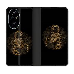 Housse cuir portefeuille Pour Honor 200 Pro 5G Animal Scorpion Fresque