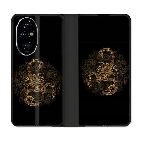 Housse cuir portefeuille Pour Honor 200 Pro 5G Animal Scorpion Fresque