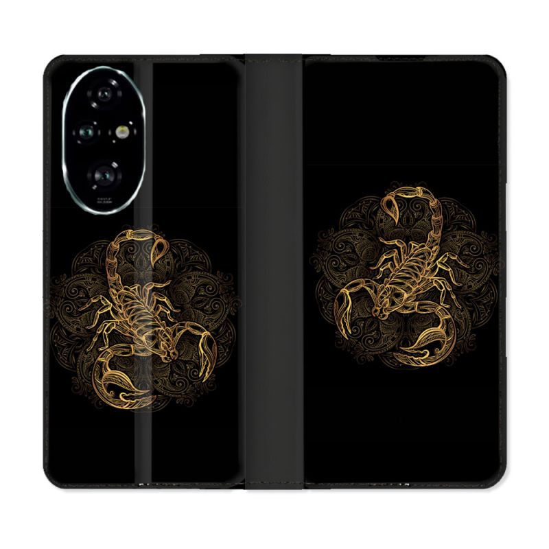 Housse cuir portefeuille Pour Honor 200 Pro 5G Animal Scorpion Fresque