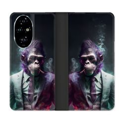 Housse cuir portefeuille Pour Honor 200 Pro 5G Animal Singe Business