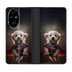 Housse cuir portefeuille Pour Honor 200 Pro 5G Animal Super Chien